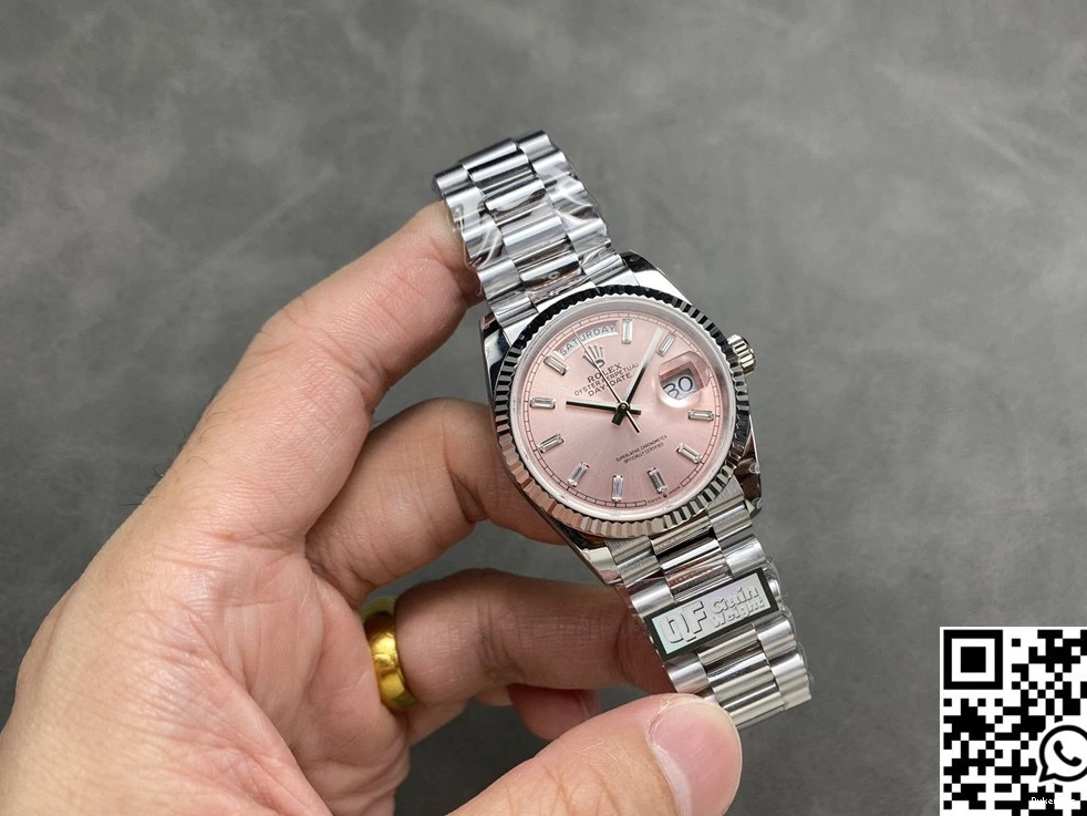 Factory Pink QF Dial v5 Date Rolex Steel Day Tungsten 36mm M128239-0071 0314